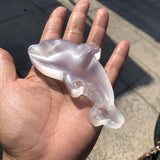 Natural Stone Selenite Dolphin Bowl Carved Animal Figurine
