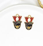 50pcs Christmas Deer Charms for DIY Jewelry Making