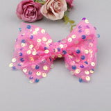 Sequin Beads Decorated Lace Chiffon Fabric Ribbon Bow Patch Stickers