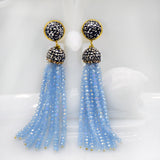 Bohemian Beaded Tassel Earrings Wedding Fringe Hanging Jewelry