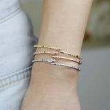 Green Eye Snake Shape Adjustable Open Bangle for Women