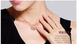 925 Silver Double Circle Zircon Necklace for Women Gift