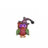 10pcs Halloween Owl With Spider Rhinestone Pendants