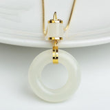 Natural Hetian Jade Silver Jewelry Set for Women