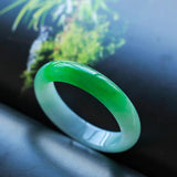 Zheru Jewelry Natural Burmese Jadeite Two-Color Bracelet 54-61mm