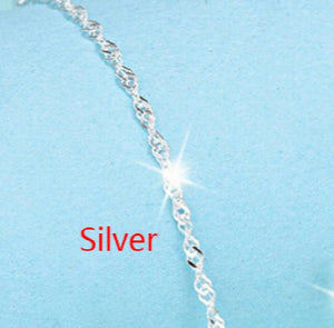 S925 Silver Water Wave Clavicle Chain Necklace