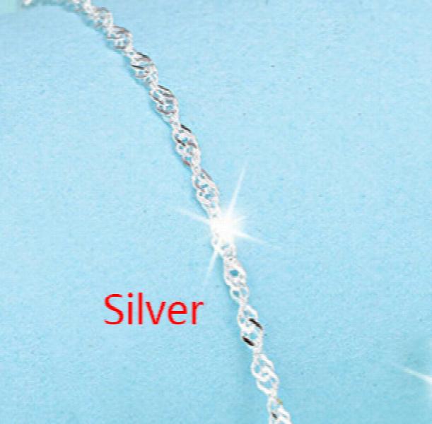 S925 Silver Water Wave Clavicle Chain Necklace