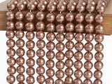 Orange Brown Pearl Loose Beads Smooth Round Shape 4/6/8/10 mm DIY Jewelry Making
