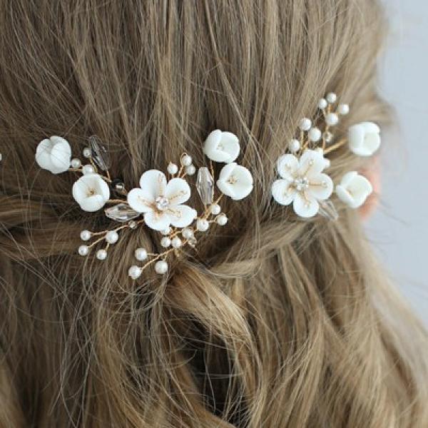 Jonnafe Porcelain Flower Bridal Hair Comb