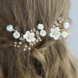 Jonnafe Porcelain Flower Bridal Hair Comb