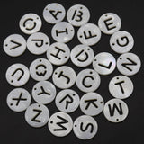 Freshwater Shell Mother Of Pearl Disc Letter Charms Pendant