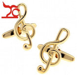 2Pcs Golden Music Note Cuff Links Tie Clip Set