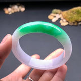 Zheru Jewelry Natural Burmese Emerald Green Two-tone 54-62mm Bracelet