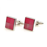 Pink Square Enamel Cufflink Cuff Link
