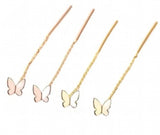 18k Butterfly Earrings Long Drop Two Colours AU750 Jewelry