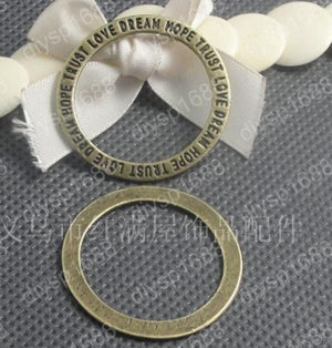 100 pcs Antique Bronze Circle Word Charms Pendants for Jewelry Making DIY