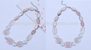 Pink Shell Bead Stone Necklace for Women