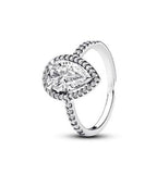 925 Silver Winter Zircon Heart Snowflake Ring Women's Jewelry