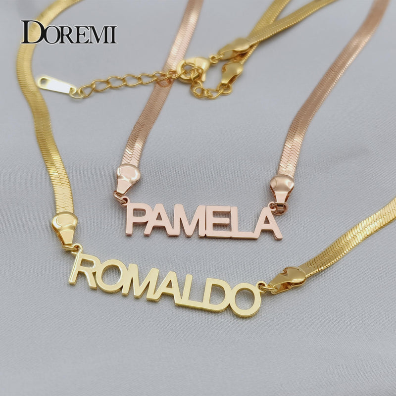 DOREMI Chain Name Necklace Pendant Necklace Personalized Nameplate Necklace Gift