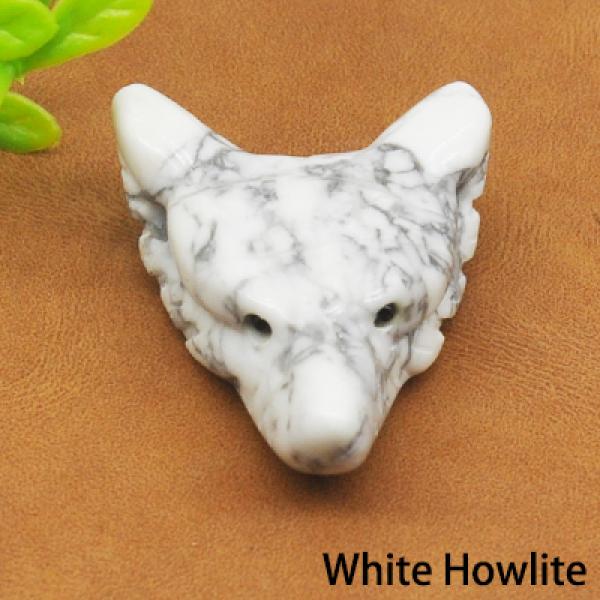 Wolf Head Pendant Natural Crystal Stone Necklace Reiki Quartz Jewelry