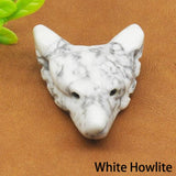 Wolf Head Pendant Natural Crystal Stone Necklace Reiki Quartz Jewelry