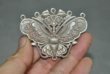 Old Chinese Tibetan Silver Butterfly Exorcism Amulet Pendant