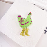 Chic Chicken Heel Acrylic Earrings - Animal Charms Hook Jewelry