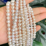 Natural Freshwater Pearl Beads Oval Round Loose Beads for Jewelry Making DIY