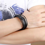 Bestxy Logo Braided Leather Bracelet For Men