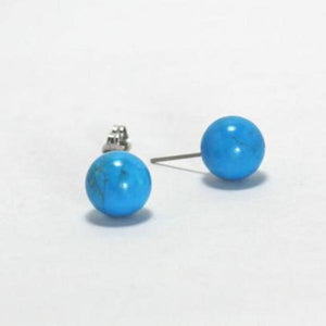 12mm Round Turquoise Beads Silver Stud Earrings