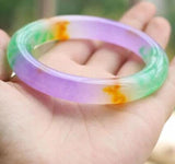 Natural Jade Bangle Bracelet Hand-Carved Fine Charm Jewelry
