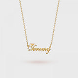 Crown Name Necklace - Butterfly Jewelry - Personalized Name Necklace