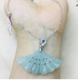 Burmese Ajadeite Jade Plum Pendant with 925 Sterling Silver Necklace