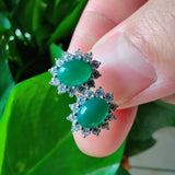Agate Gemstone Stud Earrings 925 Silver Weeding Jewelry