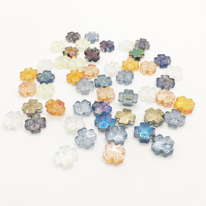 50Pcs 12mm Glass Beads & Crystal Cross Pendant Set for DIY Earrings Necklace