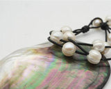 Big Potato Freshwater Pearl Bracelet,3rows Leather Pearl Jewelry