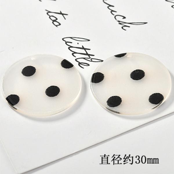 40pcs 30MM Polka Dots Plastic Round Earring Pendants DIY Charms