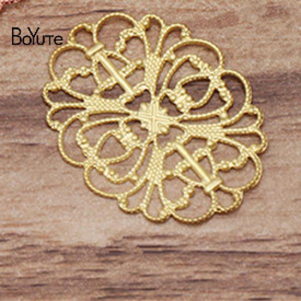 BoYuTe 100 Pcs Flower Charms Brass Material DIY Jewelry Making