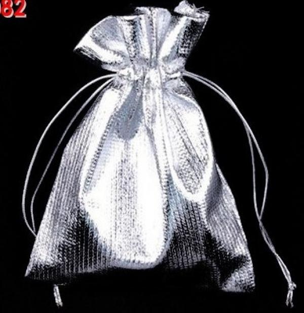 50pcs/lot Drawstring Gift Bags Silver Jewelry Packaging Small Bags