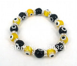 10mm Evil Eye Bracelet with Glass Beads and Crystal Spacer