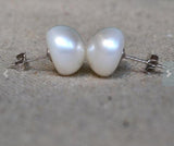 Freshwater Pearl Stud Earrings 12-12.5mm Silver Jewelry