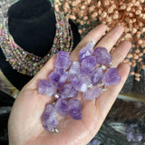Raw Amethysts Rough Stone Pendant Geode Druzy Cluster Flower Pendant