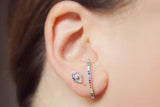 Colorful CZ Eye Stud Earring - 925 Sterling Silver