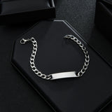 Personalized Engrave Name Bracelet Stainless Steel Cuban Chain Boys Date Jewelry