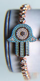 Boho Hamsa Hand Pendant & Rose Tennis Bracelet Set