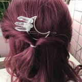 Quartz Point Brass Hair Clip Pins, Raw Crystal Moon Barrette