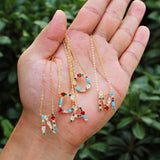 Colorful Alphabets Pendant Necklace Women Rainbow A-Z 26 Letter O-Chain