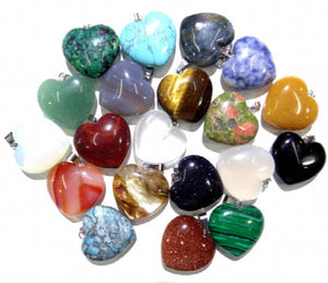 12pcs Natural Stone Heart-shaped Charms Pendants for DIY Jewelry Making