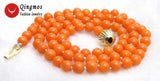 Qingmos Natural Orange Coral Necklace 5-6mm Round Coral Chokers 17''