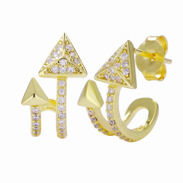925 Silver Curved Arrow Crystal Stud Earrings Women Wedding Jewelry Gift
